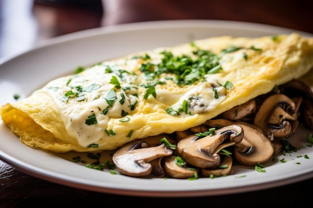 Eierenomelet met spinach, paddenstoelen en vet