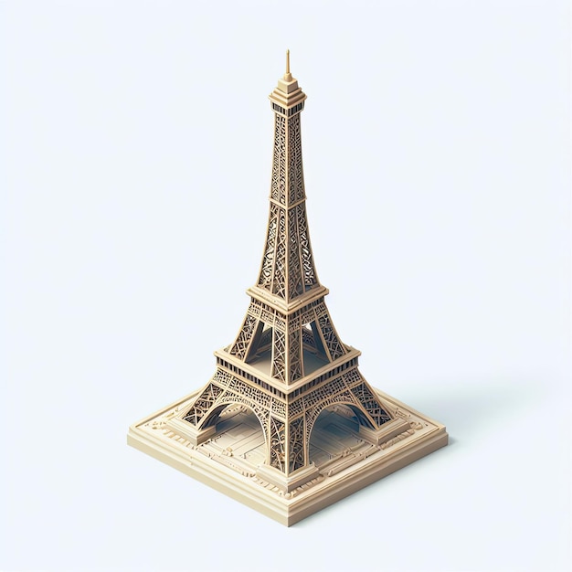 Photo eiffel tower in 3d isometric