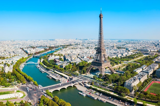 Foto vista aerea della torre eiffel parigi