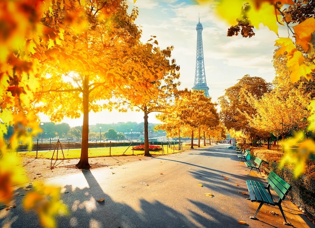 Eiffel Tower in autumn