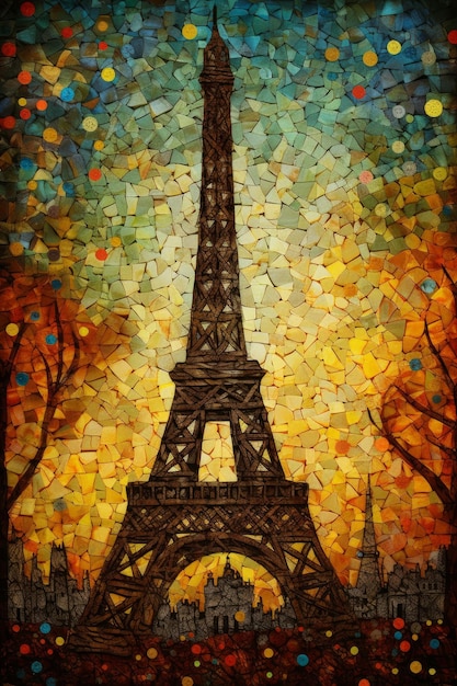 Eiffel tower beautiful colorful art vector generative AI