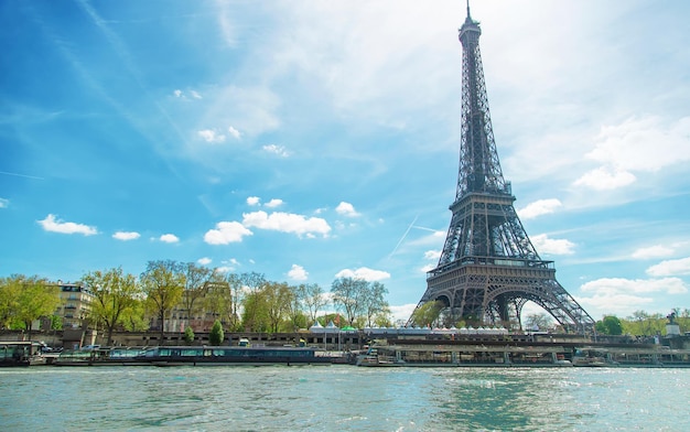 Eiffel tower beautiful spring summer photo Selective focus