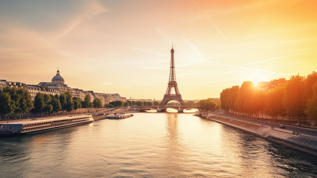 Eiffel tower on a bridge with the eiffel tower in the background