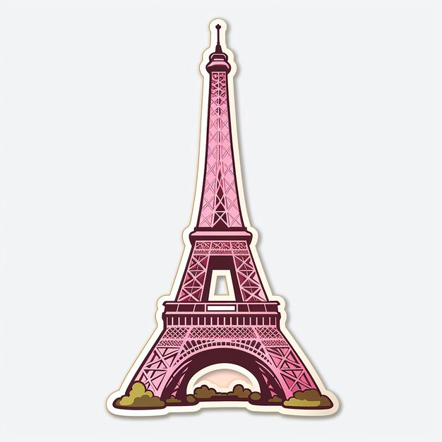 Photo eiffel tower cute sticker white background