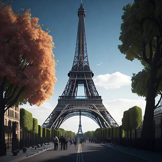 Eiffel Tower in Paris France 3d render