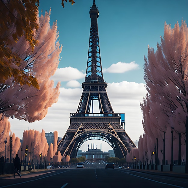 Eiffel Tower in Paris France 3d render