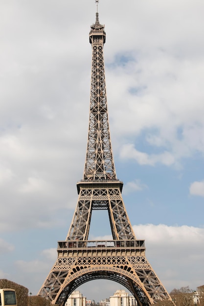 Eiffel Tower Paris France Europe View of the famous travel and tourism icon at daytime in spring