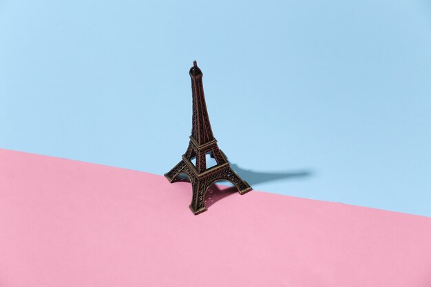 Eiffel tower on pink blue bright