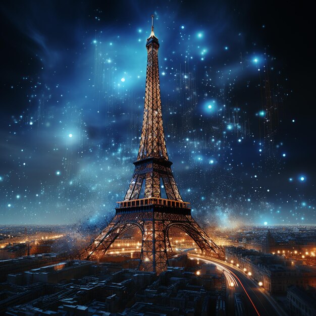 Eiffel Tower's Data Network Technology in Paris France global data network connectivity image