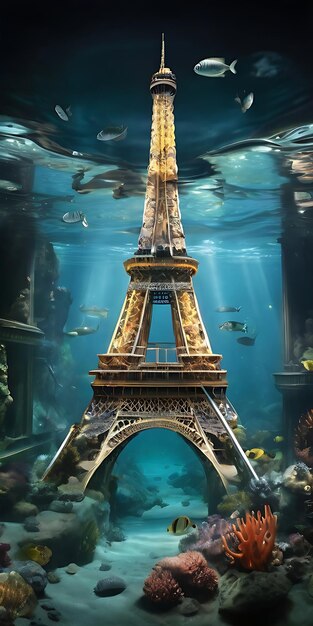 The Eiffel tower under the sea generative ai