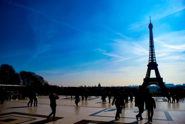 Eiffel tower silhouette and the rooftops of paris paris france shooting location france paris