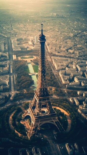 Photo the eiffel tower stands in the city of paris