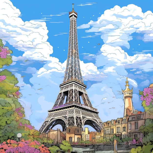 エッフェル塔はパリの街に立っています