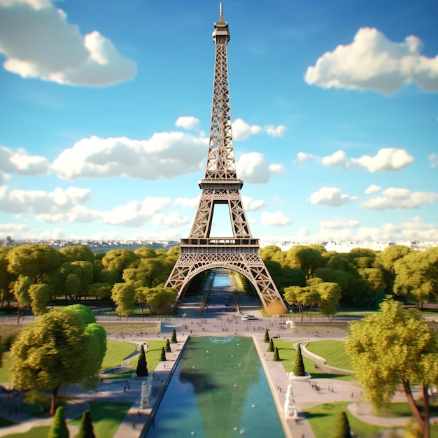 the eiffel tower on a sunny day