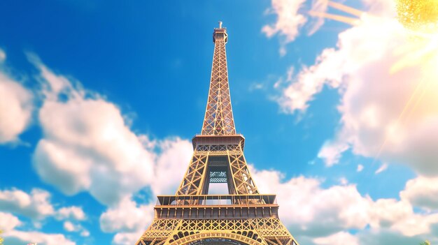 The eiffel tower on a sunny day