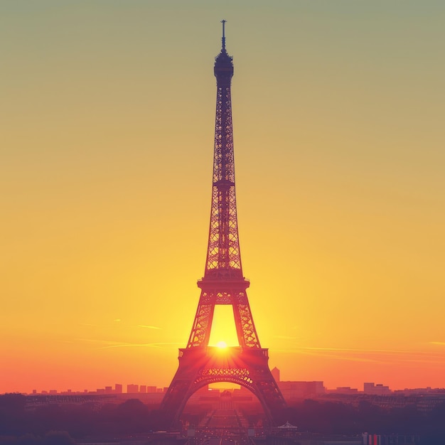 Photo eiffel tower at sunset in paris france