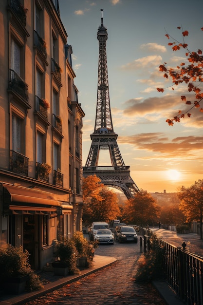 Eiffel tower at sunset