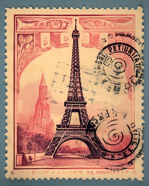 Eiffel Tower Vintage Postmark Stamp