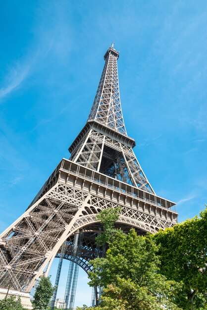 Eiffel Tower with blue sky, Paris France