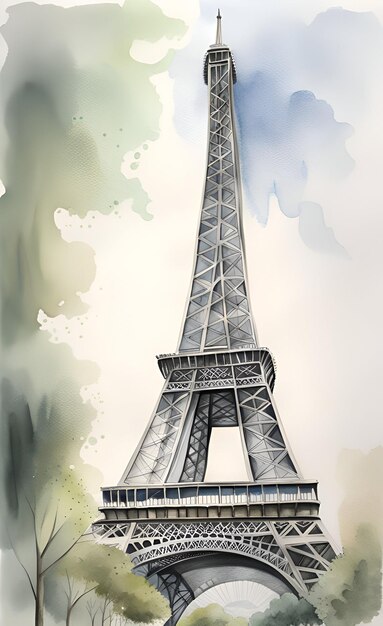 Eiffeltoren aquarel illustratie