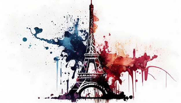 Eiffeltoren in aquarelstijl door Generative AI