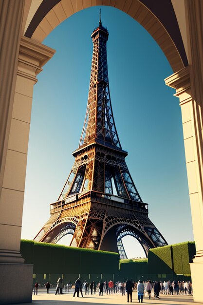 Eiffeltoren Wereldberoemd iconisch gebouw Beroemde kijkattractie over de hele wereld Parijs Frankrijk
