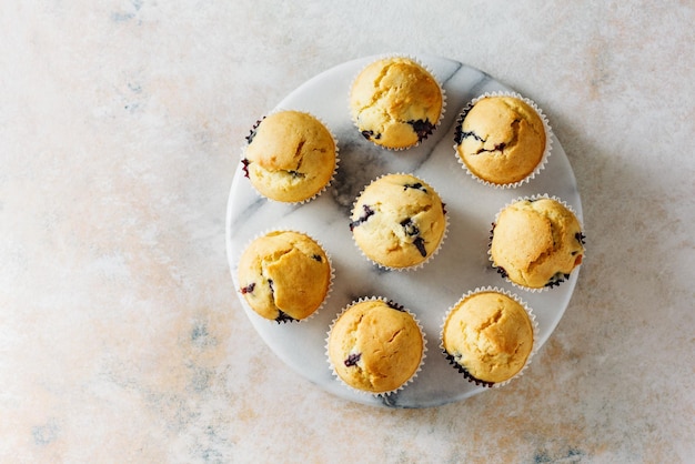 Foto eigengemaakte bosbessenmuffins