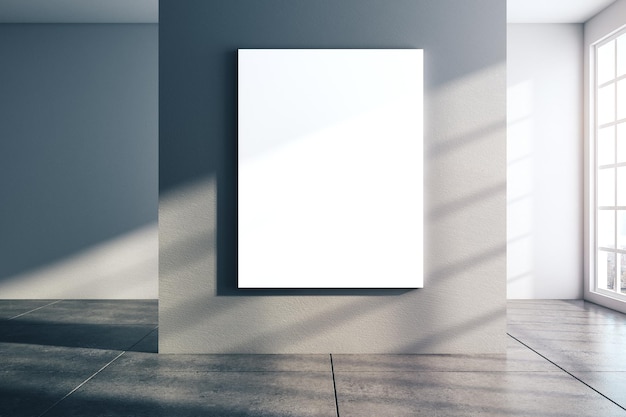 Eigentijds betonnen interieur met lege banner