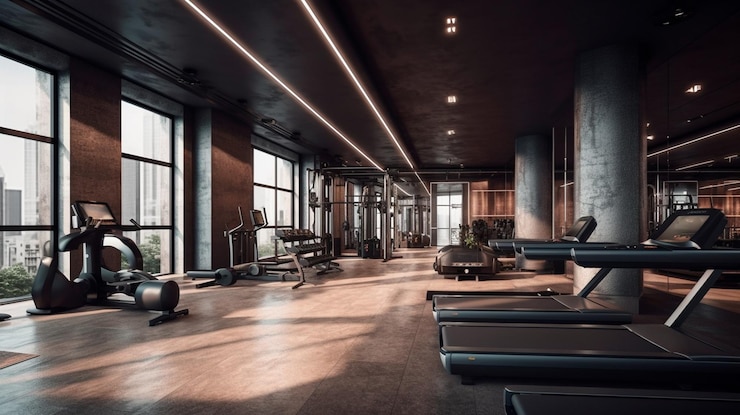 Foto eigentijds brandschoon fitnesscentrum interio generatieve ai