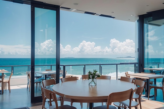 Eigentijds dineren aan de kust met uitzicht op de oceaan Minimalistische luxe en gastronomie aan zee