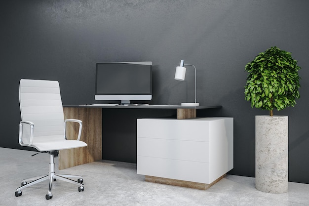 Eigentijds kantoorinterieur met lege computer
