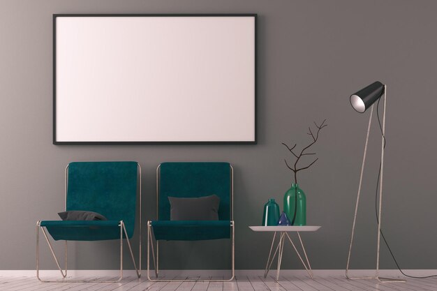 Eigentijds Scandinavisch interieur met billboard