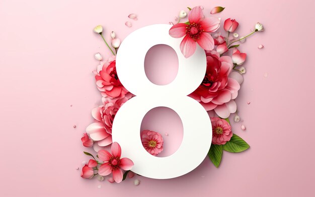 Eight of march template with glossy number eight march