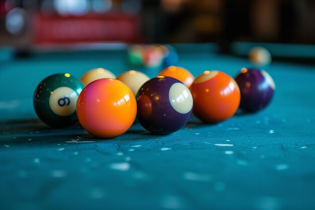 Photo an eightball pool table ideal for sporting and recreational themes generative ai