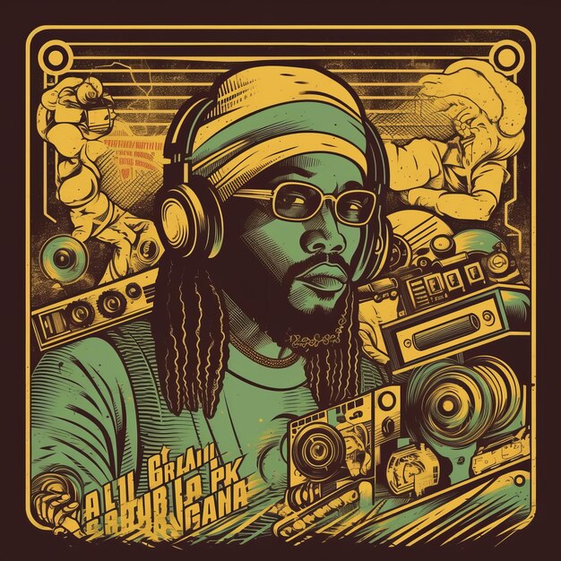 eighties reggae dub session graphic design