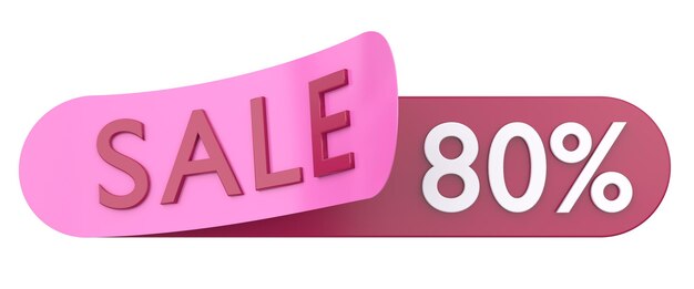 Eighty percent sale 80 sale 3D illustration