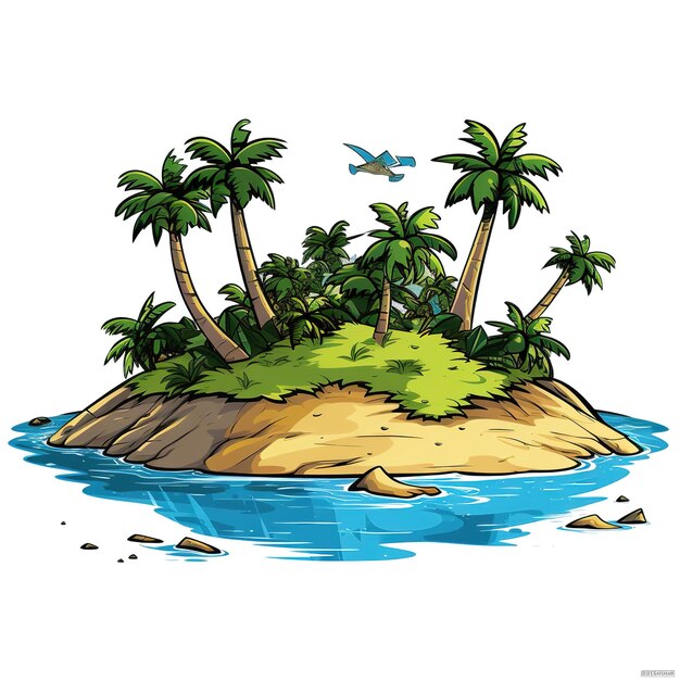 Eiland geschilderde illustraties clip art set