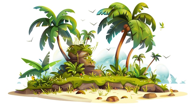 Eiland van de jungle kunst UHD behang