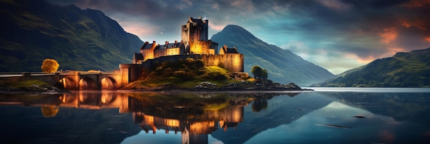 Eilean donan castle during a warm summer night