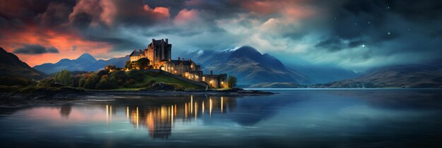 Eilean donan castle during a warm summer night