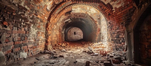 Einde van een bakstenen tunnel in een historische vesting