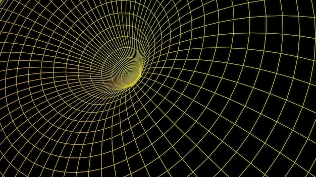 Eindeloze ingelijste tunnel in eindeloze beweging ontwerp zwart gat digitale visualisatie concept van wetenschap