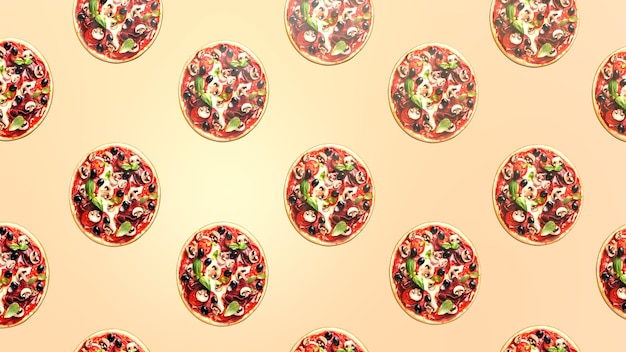 Eindeloze pizza beweging reclame achtergrond 3d-rendering