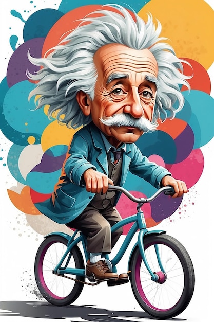 Einstein on Wheels Abstract 64K Vector Illustration