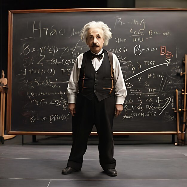 Photo einsteins chalk danced across ai