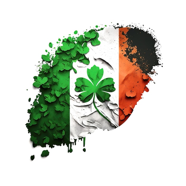 Eire Spectrum A Cartographic Display with National Flag Shades and a Focal FourLeaf Clover