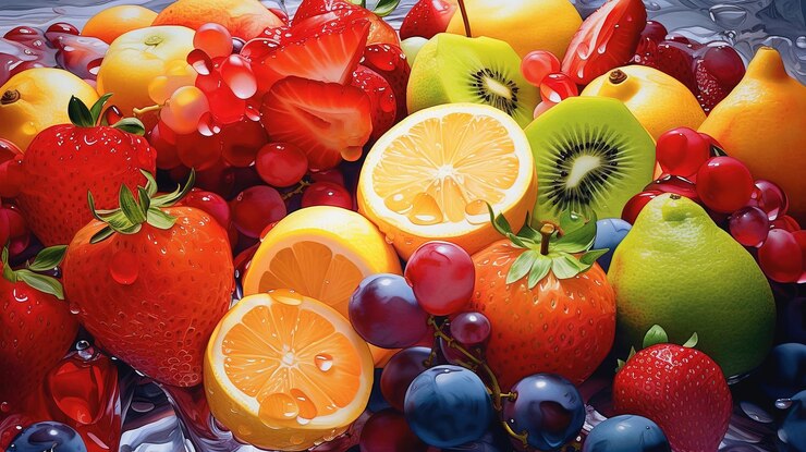 Eis am Stil mit Obst und Gemuse Generative Ai