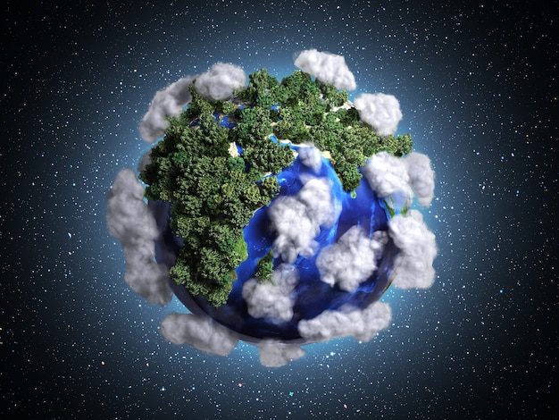 Фото Экоконцепт заповедник природы планета покрыта деревьями облаками