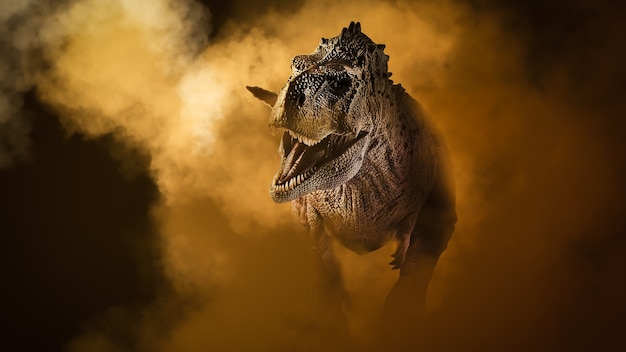 Ekrixinatosaurus Epitaph Dinosaur on smoke background