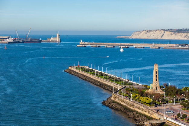 El Abra bay and Getxo pier and seafront, Spain